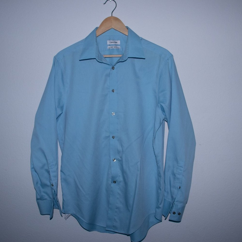 Calvin Klein Men's Dress Shirt Light Blue  L 16 32